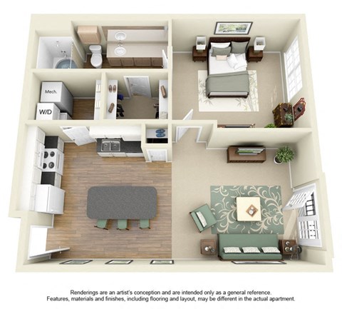 A2 Floor Plan at Villas at Katy Trail Apartments, Dallas